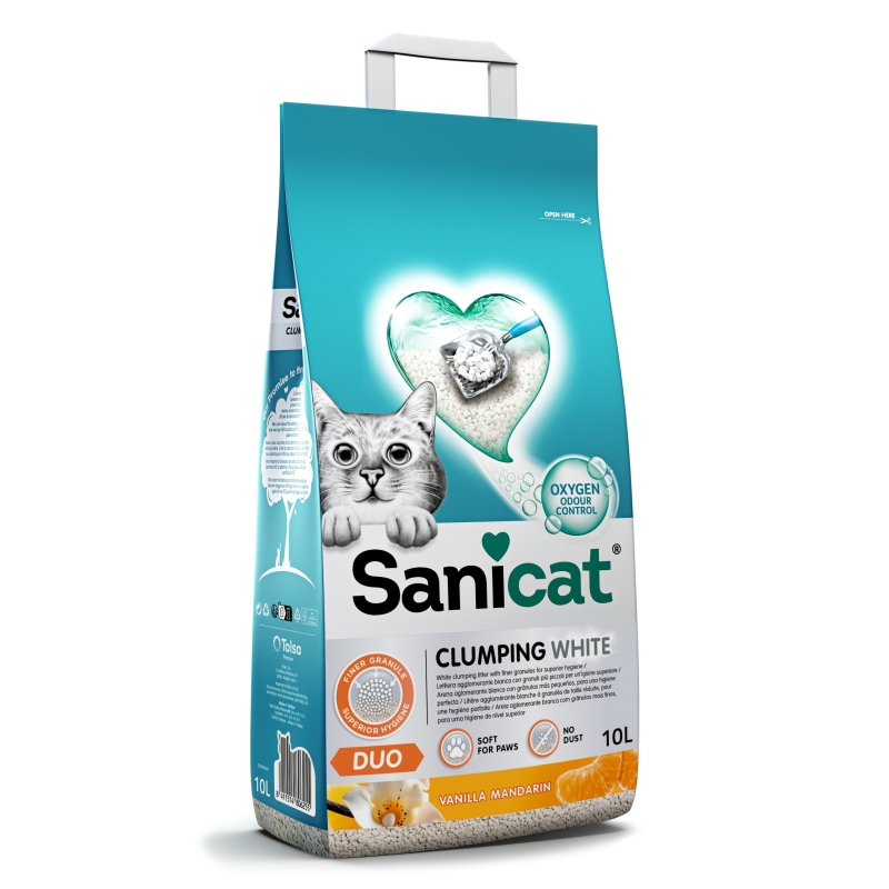 Sanicat Duo Vanilya ve Mandalina Kokulu Topaklaşan Bentonit Kedi Kumu