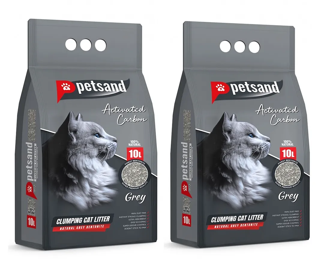 petsand aktif karbonlu kedi kumu grey 20lt