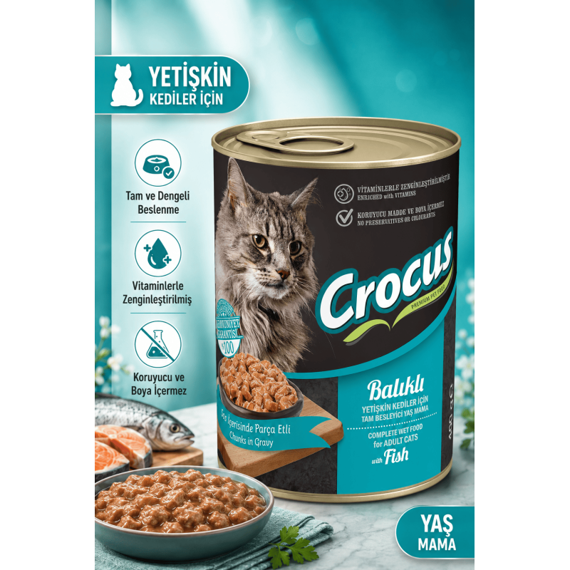 Crocus Yetişkin Kedi Balıklı Yaş Mama görsel 2