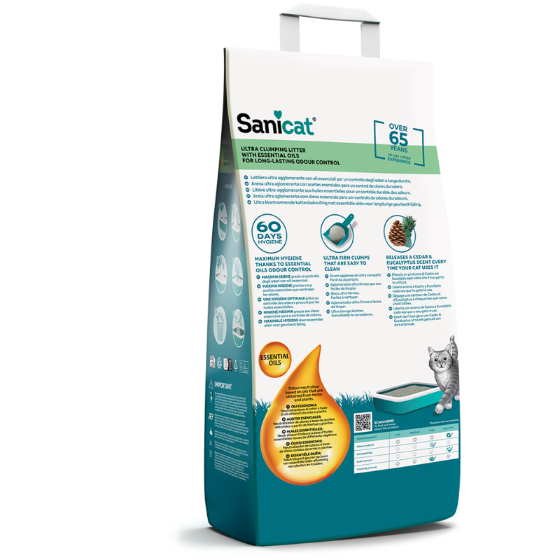 Sanicat Essential Oils Sedir ve Okaliptus Kokulu Topaklaşan Bentonit Kedi Kumu 10 L görsel 2