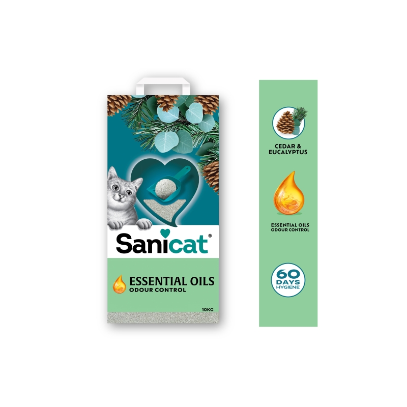Sanicat Essential Oils Sedir ve Okaliptus Kokulu Topaklaşan Bentonit Kedi Kumu 10 L görsel 3