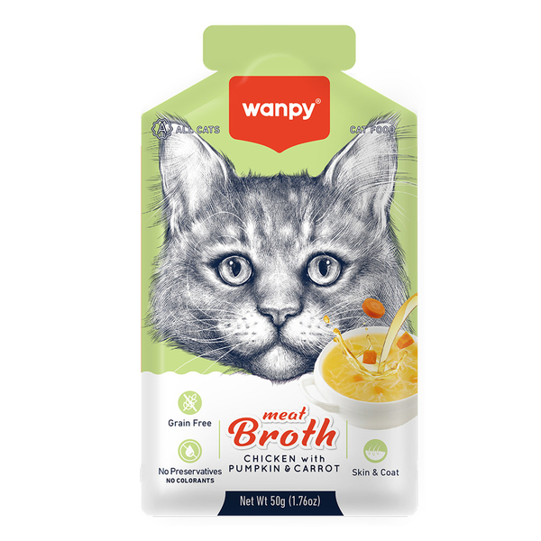 Wanpy Kediler için Bal Kabağı & Havuçlu Tavuk Eti Çorbası 50 gr