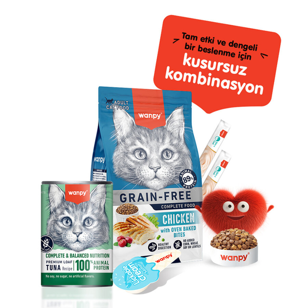 Wanpy Tahılsız Kedi %100 Gerçek Et Ton Balıklı Konserve 375 gr
