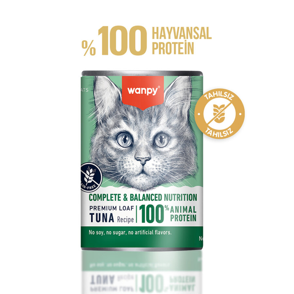 Wanpy Tahılsız Kedi %100 Gerçek Et Ton Balıklı Konserve 375 gr