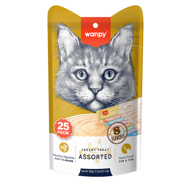 Wanpy Karışık 8 Lezzetli Krema Kedi Ödülü 25 x 14 gr