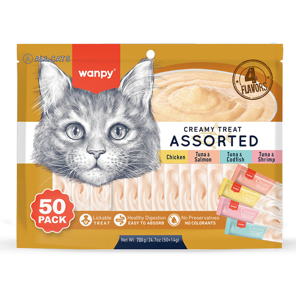 Wanpy Karışık 4 Lezzetli Krema Kedi Ödülü 50 x 14 gr