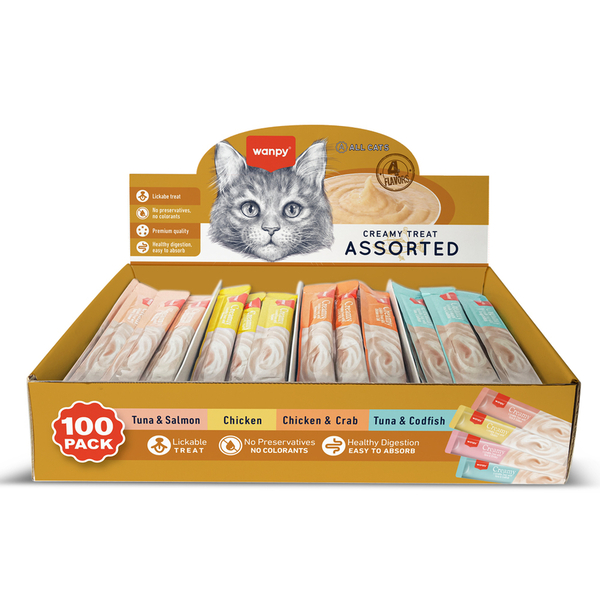 Wanpy Karışık 4 Lezzet 100lü Krema Kedi Ödülü 100 x 14 gr