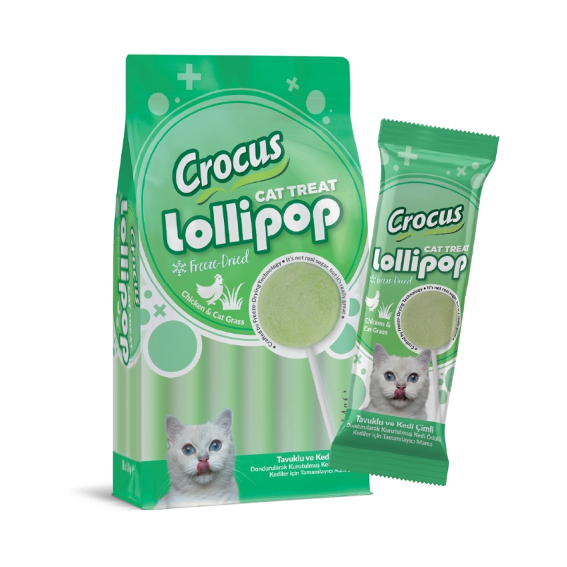 Crocus Tavuklu ve Kedi Çimli Lolipop