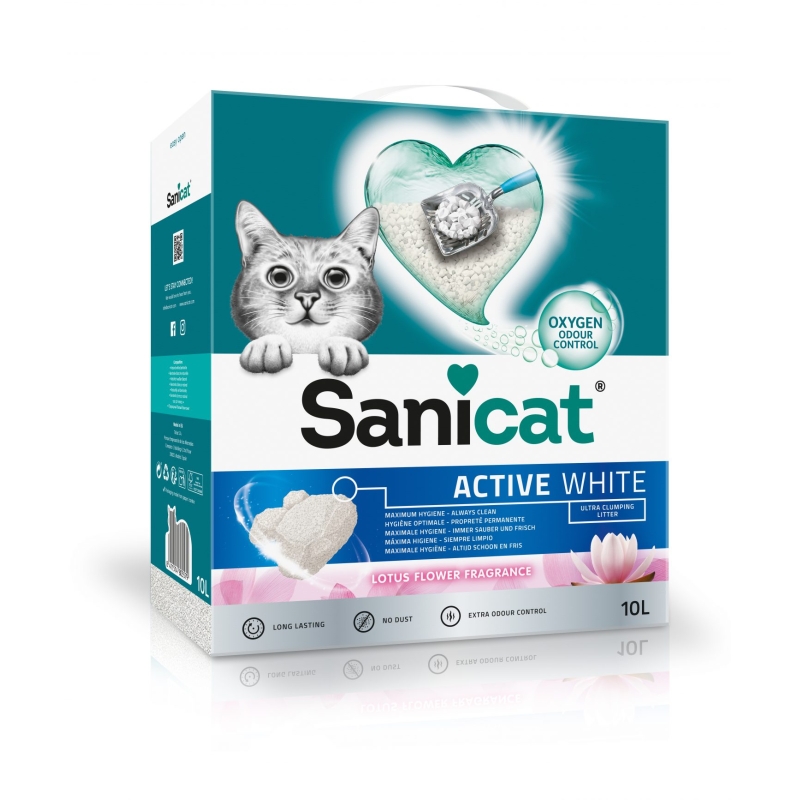 Sanicat Active White Lotus Çiçeği Kokulu Topaklaşan Bentonit Kedi Kumu