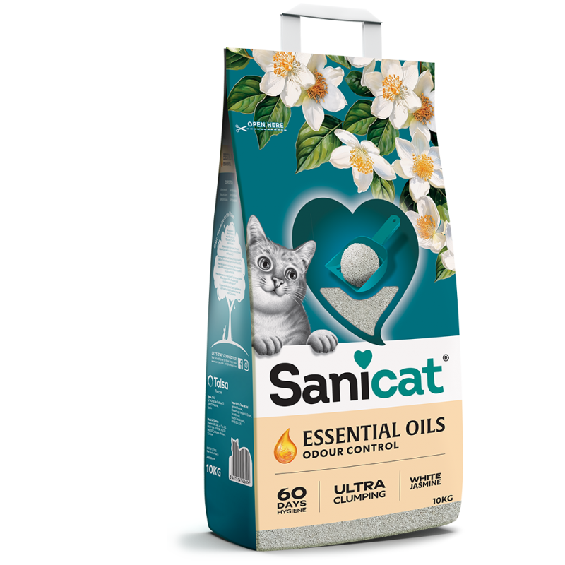 Sanicat Essential Oils Yasemin Kokulu Topaklaşan Bentonit Kedi Kumu